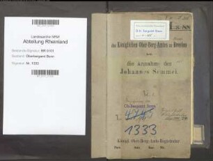 Semmel; Johannes, Bergreferendar; Prüfungs- u. Personalakten Band 1