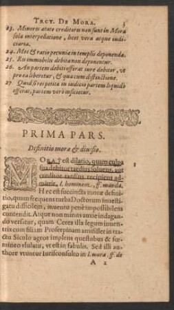 Prima Pars. Definitio morae et divisio.