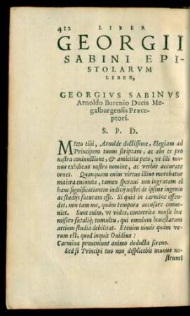 Gerogii Sabini Epistolarum Liber ...