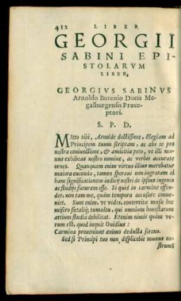 Gerogii Sabini Epistolarum Liber ...