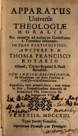 Apparatus universae theologiae moralis