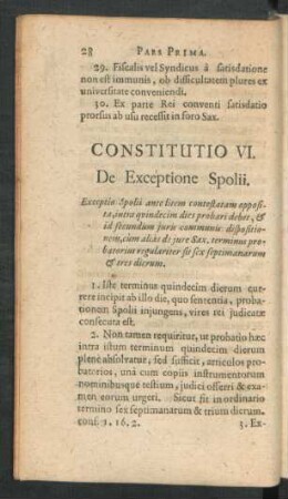 Constitutio VI. De Exceptione Spolii