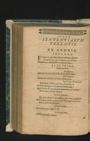 Index Sententiarum Terentii.