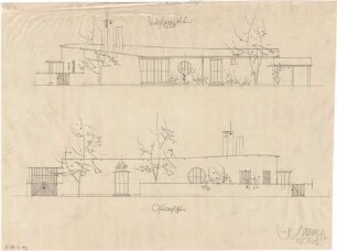 Gsaenger, Gustav; München - Obermenzing, Bauseweinallee; Haus Dr. Haubenreiser - Ost- u. Westseite (Ansichten)