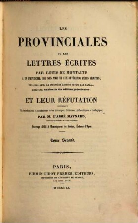 Les Provinciales ou lettres écrites, 2
