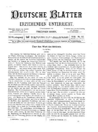 Über den Wert des Schönen : (Schluss)