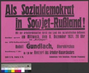 Plakat der KPD zu einer öffentlichen Parteiveranstaltung am 9. Dezember 1931 in Braunschweig