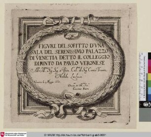 Figure del Sofitto d'una Sala del Serenissimo Palazzo di Venetia detto il Colleggio dipinto da Paulo Veronese [Titelblatt der Serie]