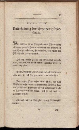 Capit. IV. Untersuchung der Erde des Pferde-Stalls.