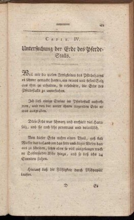 Capit. IV. Untersuchung der Erde des Pferde-Stalls.