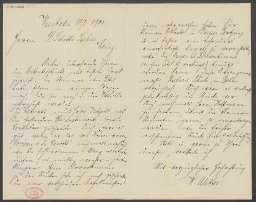 Brief an B. Schott's Söhne : 19.03.1900