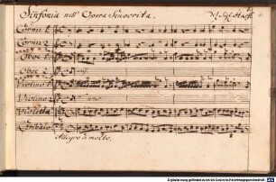 Senocrita, Excerpts, V (7), orch, bc - BSB Mus.ms. 191 : [caption title:] Sinfonia nell'Opera Senocrita del Sig. Hasse // [spine title:] OPERA // SENOCRITA