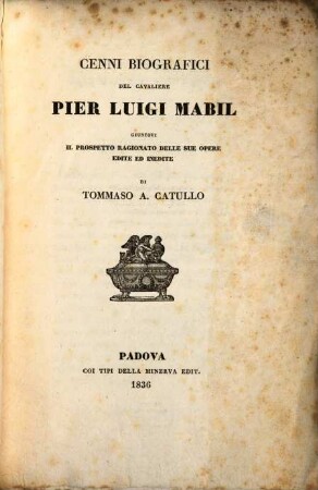 Cenni Biografici del Cav. Pier Luigi Mabil