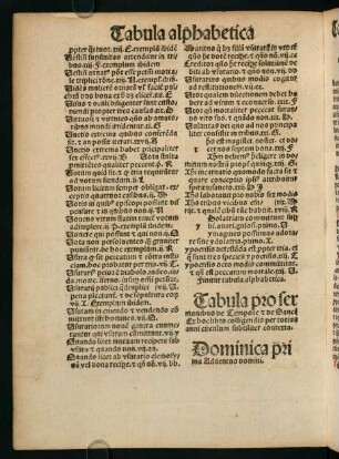 aa7v-bb6v, Tabula thematum sermonum dominicalium