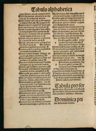 aa7v-bb6v, Tabula thematum sermonum dominicalium
