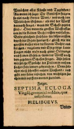 Septima Ecloga Virgilii germanice reddita, quae inscribitur Meliboeus.