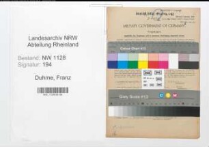 Entnazifizierung Franz Duhme , geb. 04.10.1901 (Polizist)