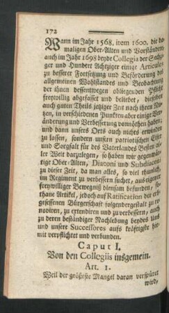 Caput I. Von den Collegiis insgemein.