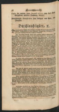 Copia....Remonstration samt Anlagen und Bitt, wie Innhalts