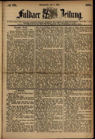 Ausgabe vom Samstag, den 03. Mai 1884.