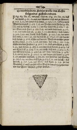 Hinterbliebene Fehler wolle der Leser folgender gestalt endern.