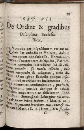 Cap. VII. De Ordine & gradibus Disciplinae Ecclesiasticae