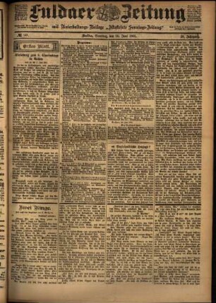 Erste Ausgabe vom Samstag, den 22. Juni 1901.