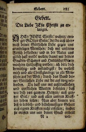 Gebett. Die Liebe Jesu Christi zu erlangen.