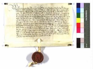 Lehenbrief des Pfalzgrafen Heinrich, Propst von Ellwangen, für Hans Schenk vom Schenkenstein über die in den vorhergehenden Urkunden genannten Güter zu Aufhäusen, Unter- und Oberriffingen, Härtsfeldhausen, die Ödung Buch bei Dehlingen und den Zehnten der Messe zu Schenkenstein in Killingen