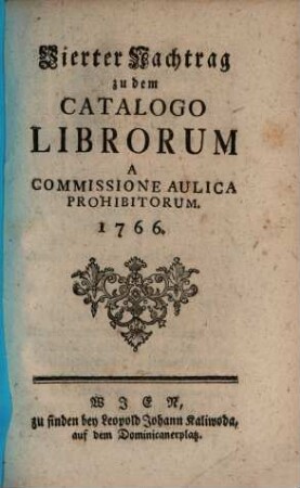 Nachtrag zu dem Catalogo Librorum A Commissione Aulica Prohibitorum, 4