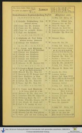 Kirchlich. Calendarium.