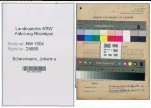 Entnazifizierung Johanna Schuermann , geb. 08.05.1900 (Kauffrau)