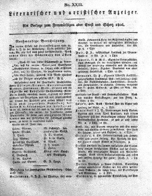 Literarischer und artistischer Anzeiger, No. XXIII.