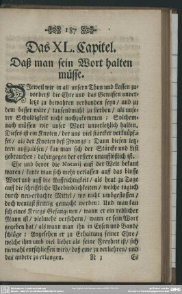 Das XL. Capitel. Daß man sein Wort halten müsse
