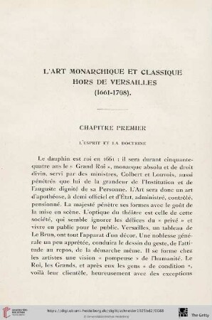 L'art monarchique et classique hors de Versailles (1661 - 1708)