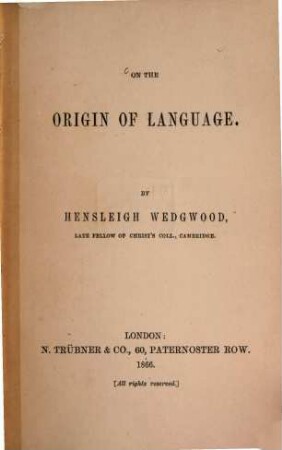 On the origin of language