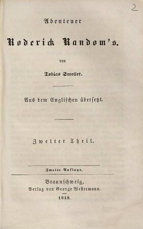 Abenteuer Roderick Random's : In vier Theilen, 2