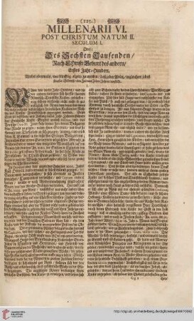 Millenarii VI. post Christum natum II. Seculum I.