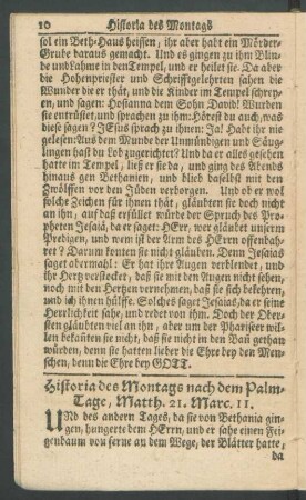 Historia des Montags nach dem Palm-Tage, Matth. 21. Marc. II.