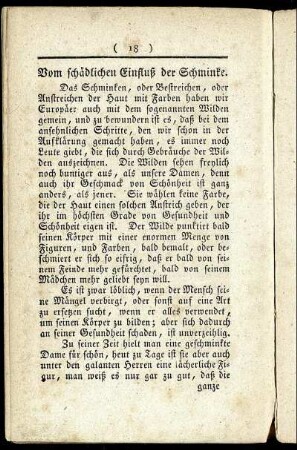 Vom schädlichen Einfluß der Schminke.
