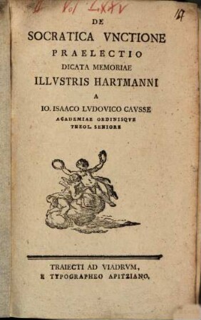 De Socratica Vnctione Praelectio Dicata Memoriae Illvstris Hartmani[i]