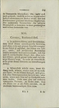 XCVI. Cereus, Rankendistel. - CV. Löwenmaul.