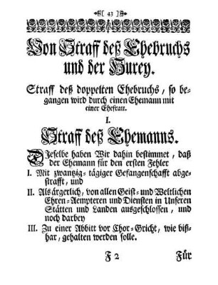 Von Straff deß Ehebruchs und der Hurey.