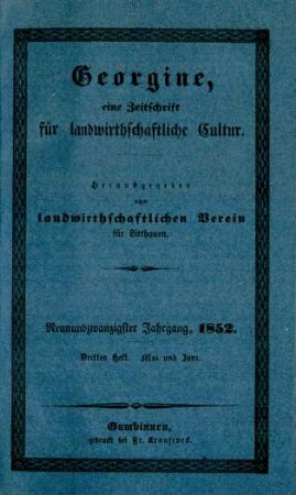 Neunundzwanzigster Jahrgang, 1852. Drittes Heft. Mai und Juni.