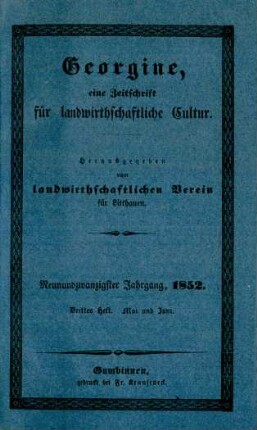 Neunundzwanzigster Jahrgang, 1852. Drittes Heft. Mai und Juni.