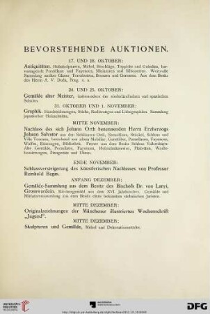 Bevorstehende Auktionen