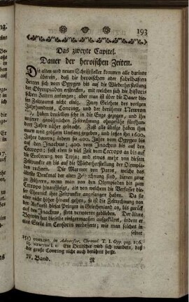 Das zweyte Capitel. Dauer der heroischen Zeiten