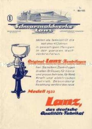 Original-Lanz-Zentrifugen Modell 1933