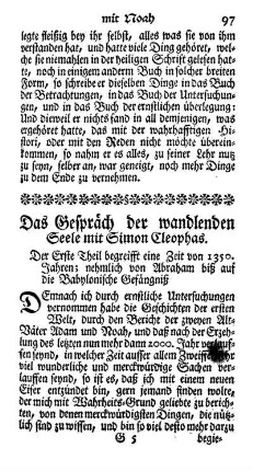 Das Gespräch der wandlenden Seele mit Simon Cleophas.