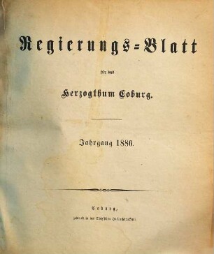 Regierungs-Blatt für das Herzogtum Coburg. 1886